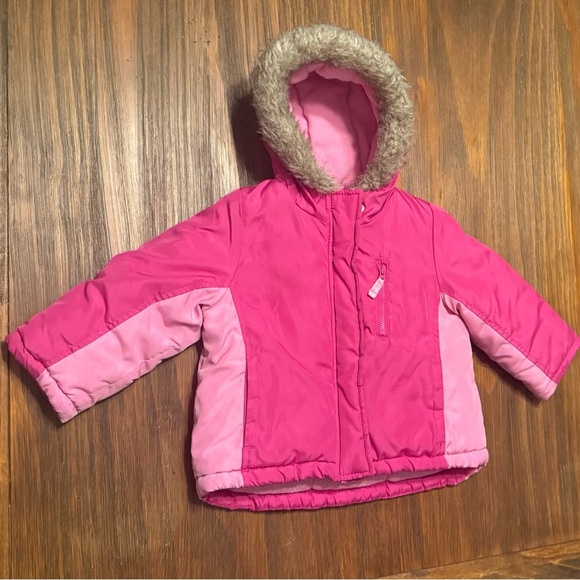 OSHKOSH B’gosh Pink Toddler GIRL’S Fleece Lined Jacket Coat Winter 24 MONTHS - Picture 2 of 10